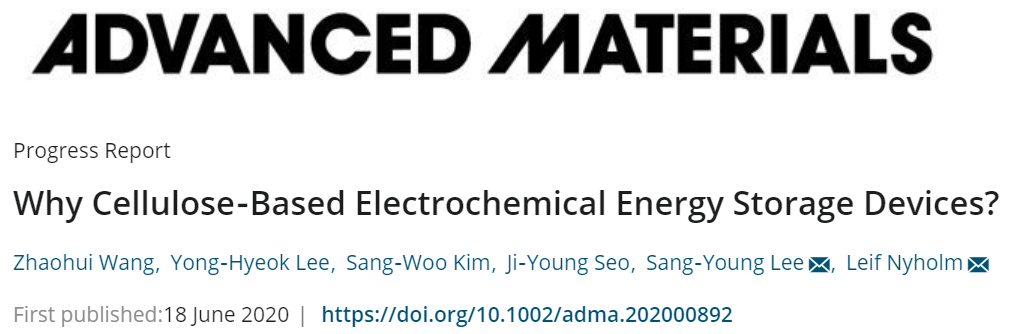 《先進材料》綜述：為什么要用纖維素？纖維素基電化學儲能器件的優(yōu)勢何在？