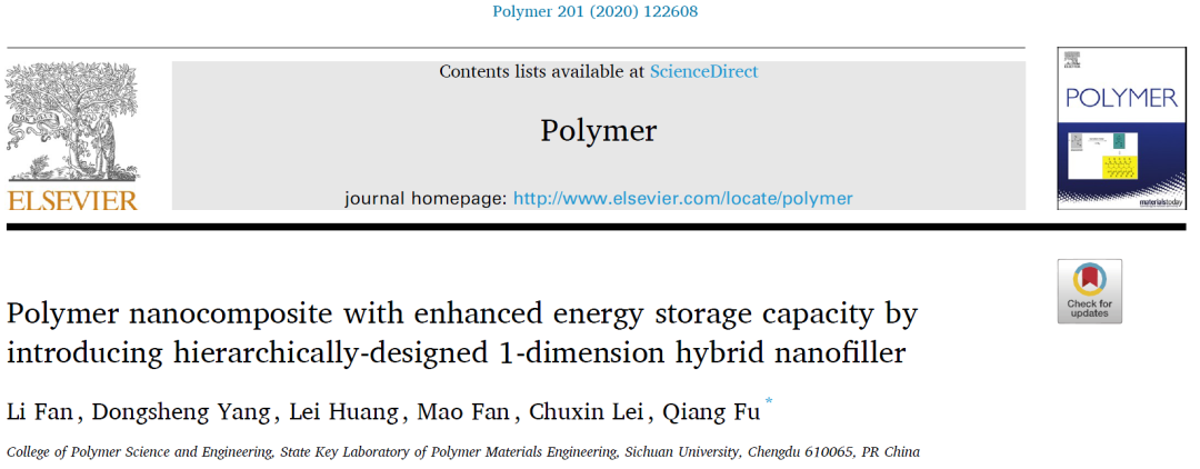 四川大學傅強團隊：雜化納米線助力高儲能聚合物電介質(zhì)