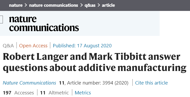 大神指路！三院院士，H指數(shù)274，Robert Langer專訪：增材制造該如何發(fā)展？