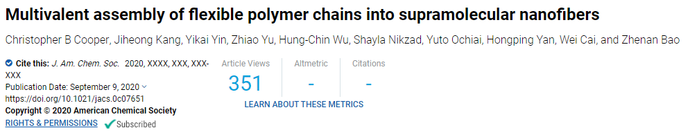 短的比長的好！鮑哲南院士《JACS》：基于新型多位點柔性高分子自組裝單元的納米纖維